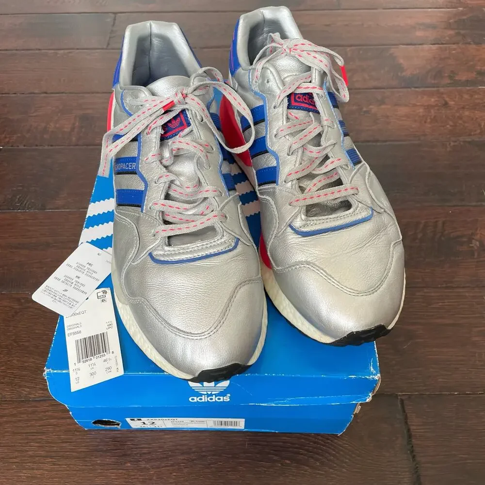 Adidas ZX 930 EQT Sneakers Shoes Metallic Silver Red Blue Run w/ Box Men 12 READ